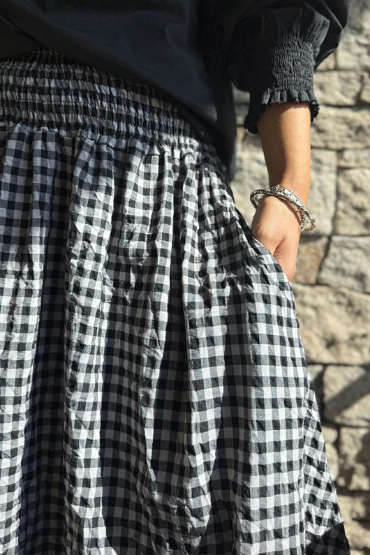 Nonni Gingham Ripley Skirt Black Grey
